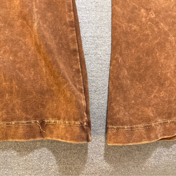 Chestnut Brown Boho Mineral Wash Flared Bell Bottom Stretch Pull On Pants Womens - Picture 8 of 15